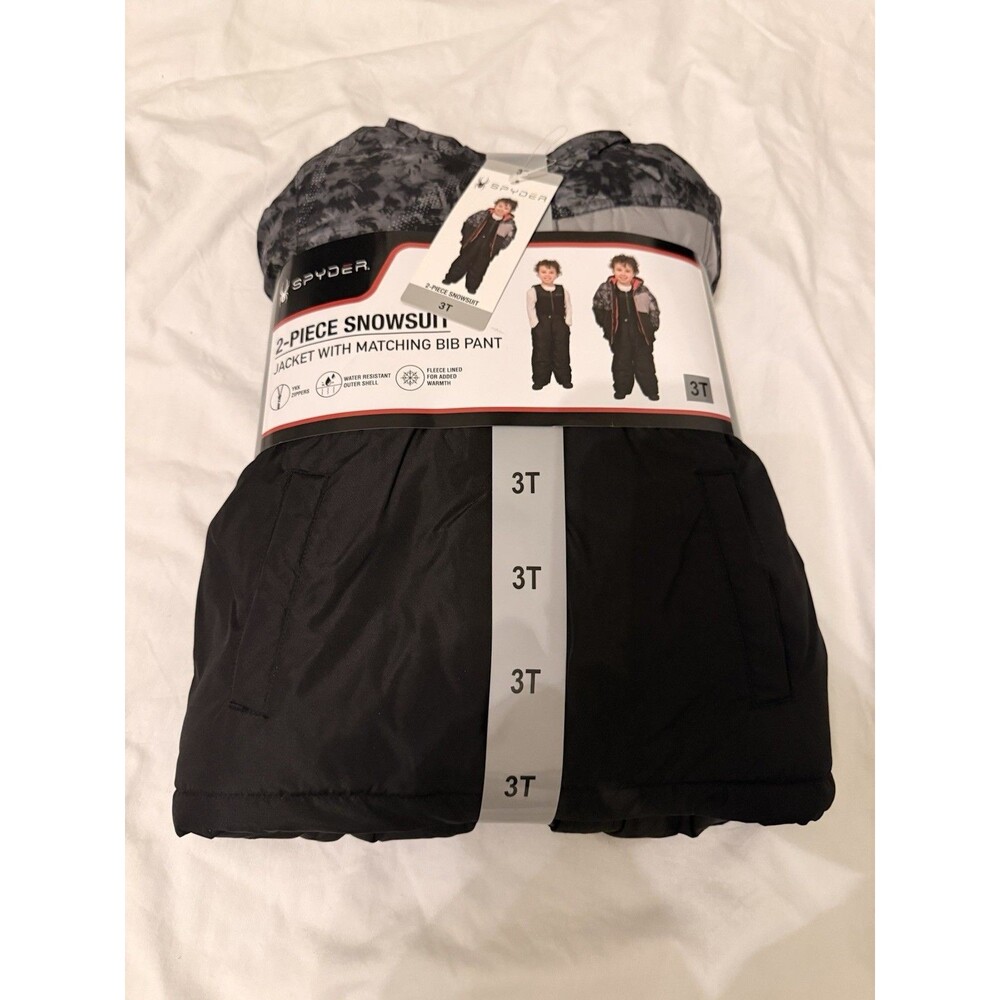 Spyder Kids' 2-piece Snowsuit Size 3T Black Grey & Red NWT